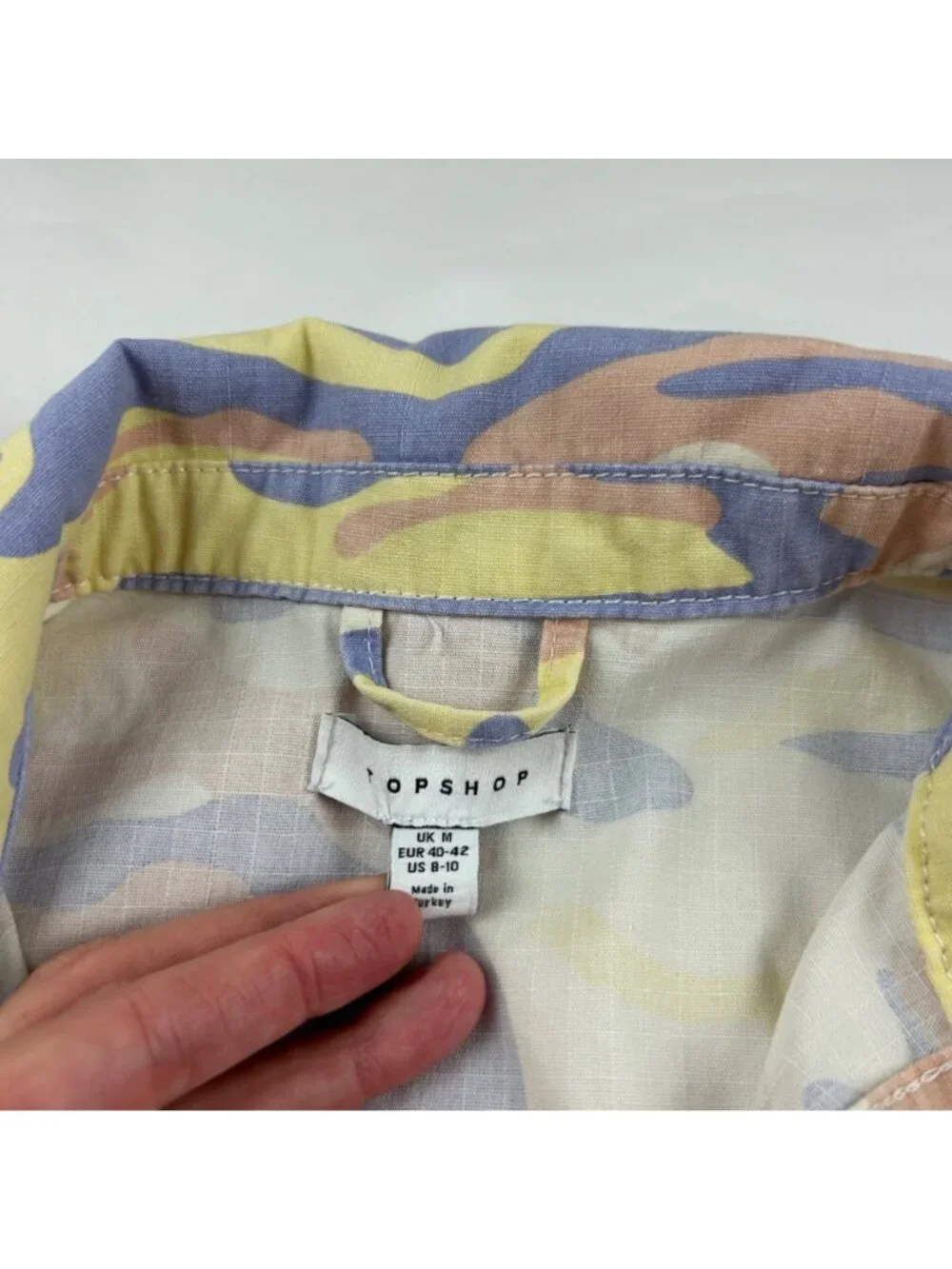 Top Shop Yellow Pastel Camouflage Canvas Field Jacket M 8-10